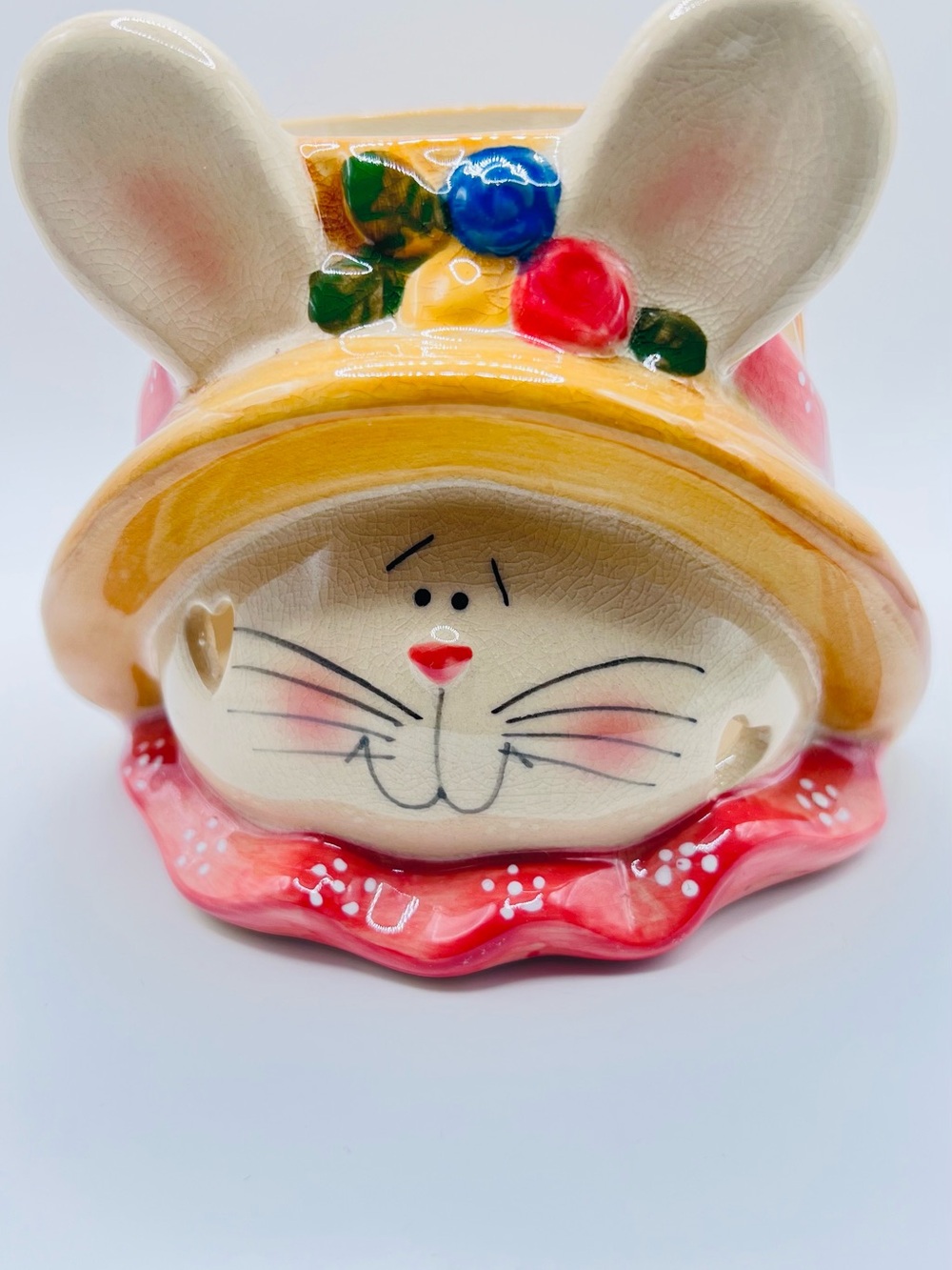 Ms. Rabbit Tea Light Ceramic Candle Holders With Metal Handle